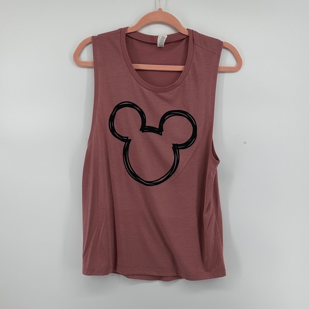 Disney Boho Athletic Dusty Rose Mickey Graphic Muscle Tank Soft Summer CasualSzL